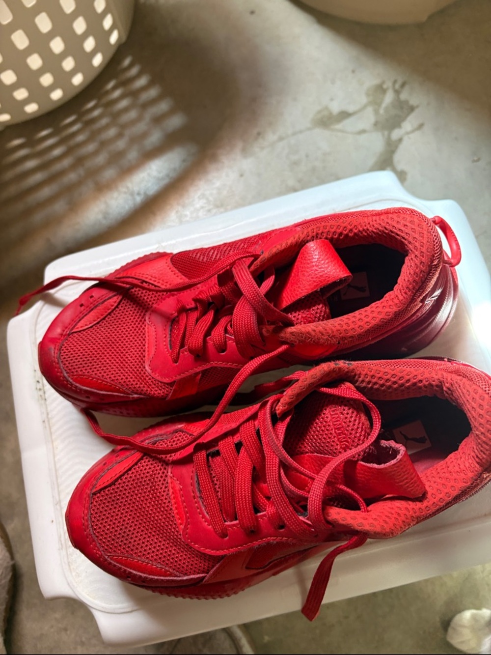 Puma Kids Red Mesh & Synthetic Sneakers